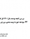 بررسی لایحه بودجه سال 1401 کل کشور.بودجه حوزه تربیت بدنی،ورزش و جوانان
