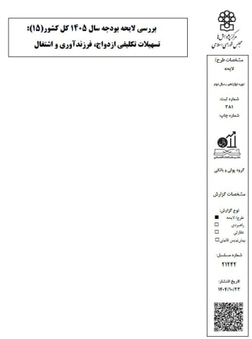 بررسی لایحه بودجه سال 1405 تسهیلات تکلیفی ازدواج،فرزندآوری و اشتغال